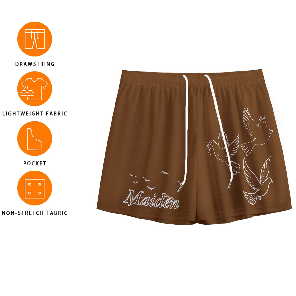 "Love Fly" unisex mesh shorts BROWN/WHITE