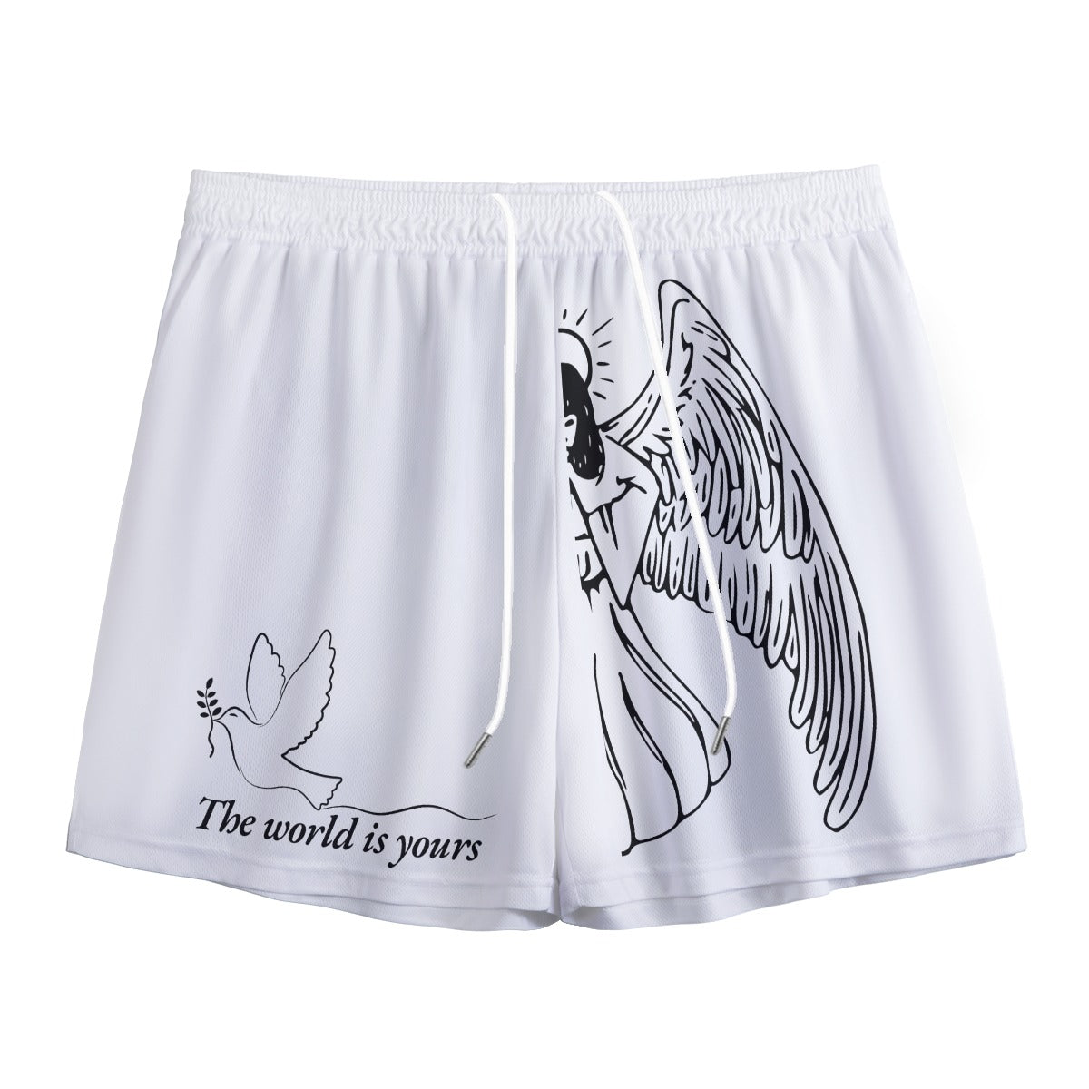 "Angelic" unisex mesh shorts WHITE/BLACK