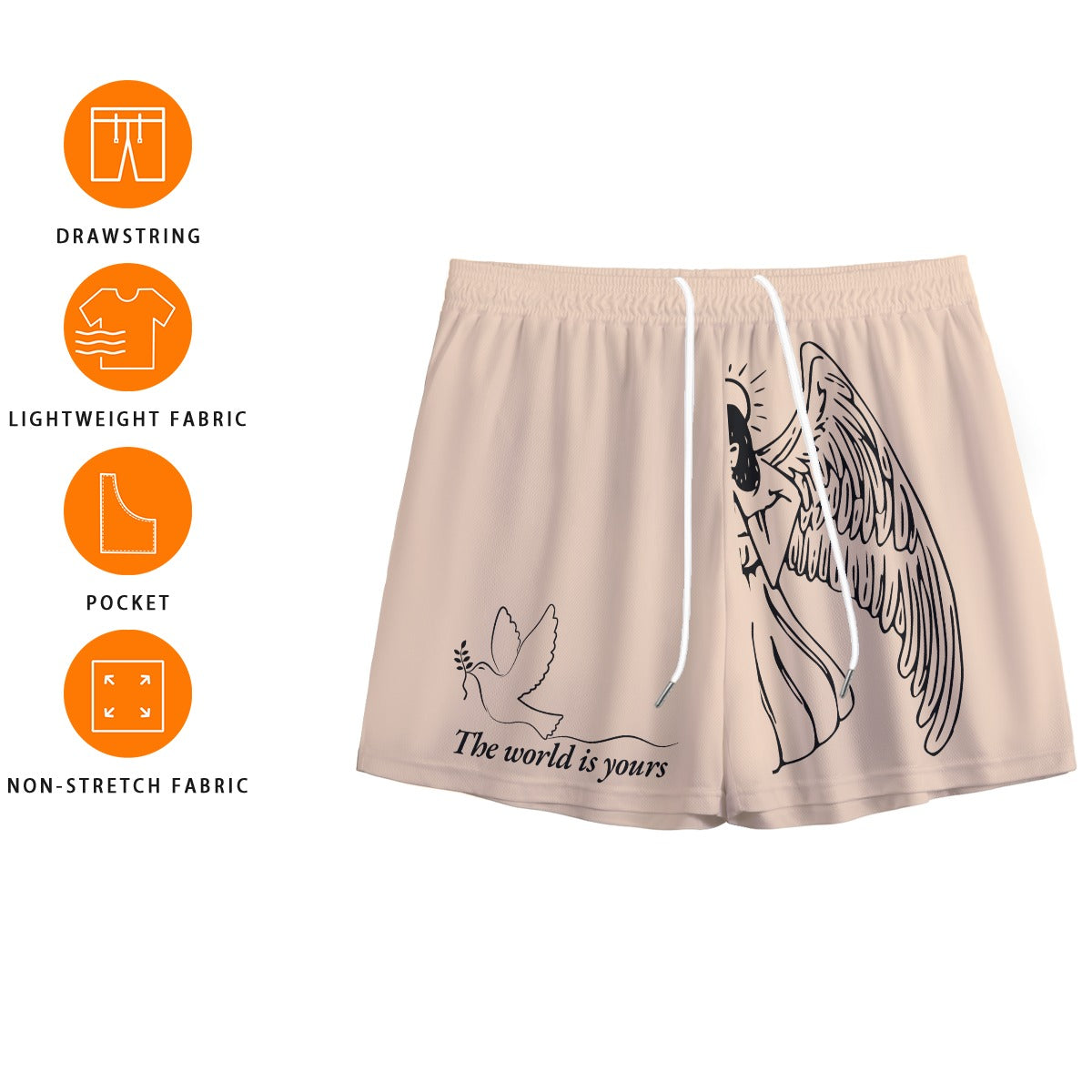 "Angelic" unisex mesh shorts TAN/BLACK