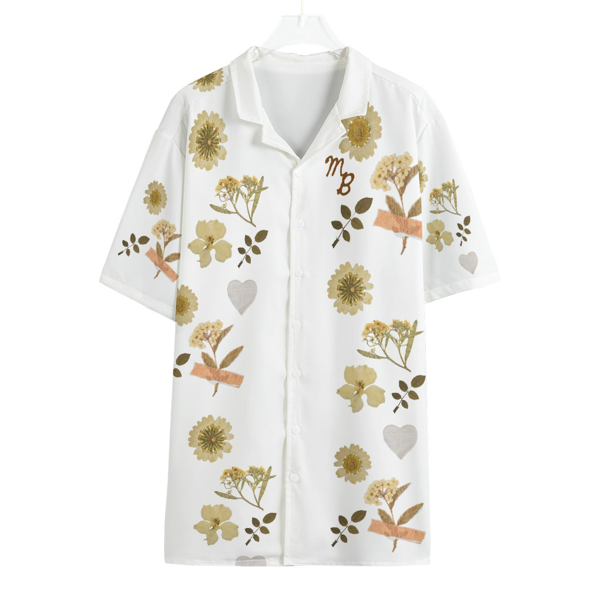 "Brown flower" unisex Hawaiian button up