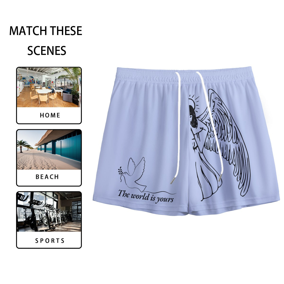 "Angelic" unisex mesh shorts PURPLE/BLACK