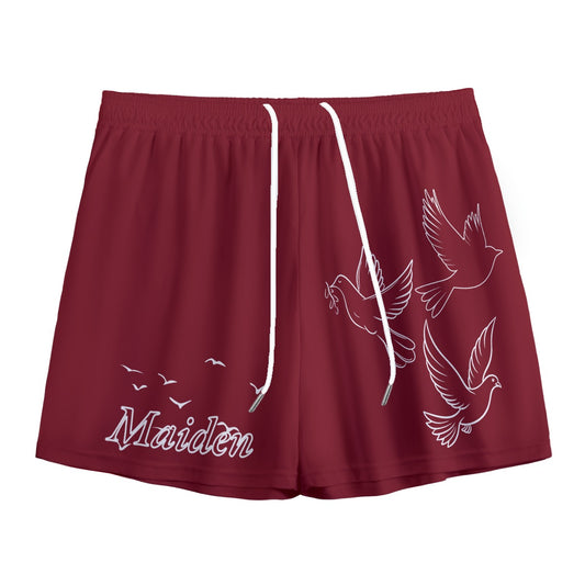 "Love Fly" unisex mesh shorts MAROON/WHITE