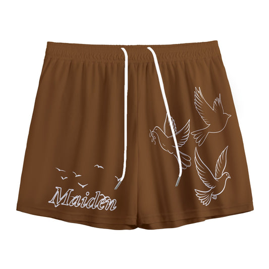 "Love Fly" unisex mesh shorts BROWN/WHITE
