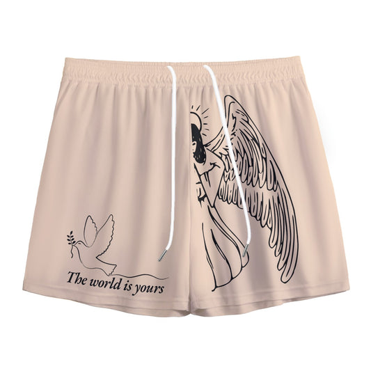 "Angelic" unisex mesh shorts TAN/BLACK