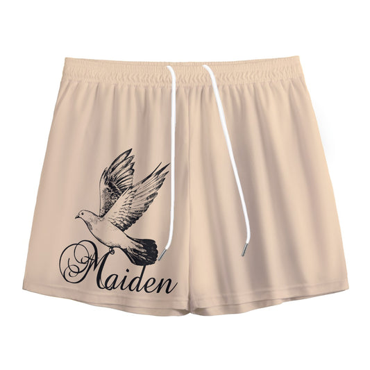 "Maiden Dove" unisex mesh shorts TAN/BLACK