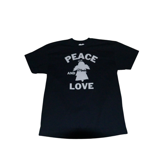 "Peace and love" Heavyweight unisex tee NAVY/WHITE