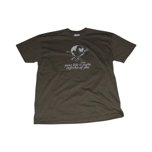 "Worldy focus" Heavyweight unisex tee OLIVE/WHITE