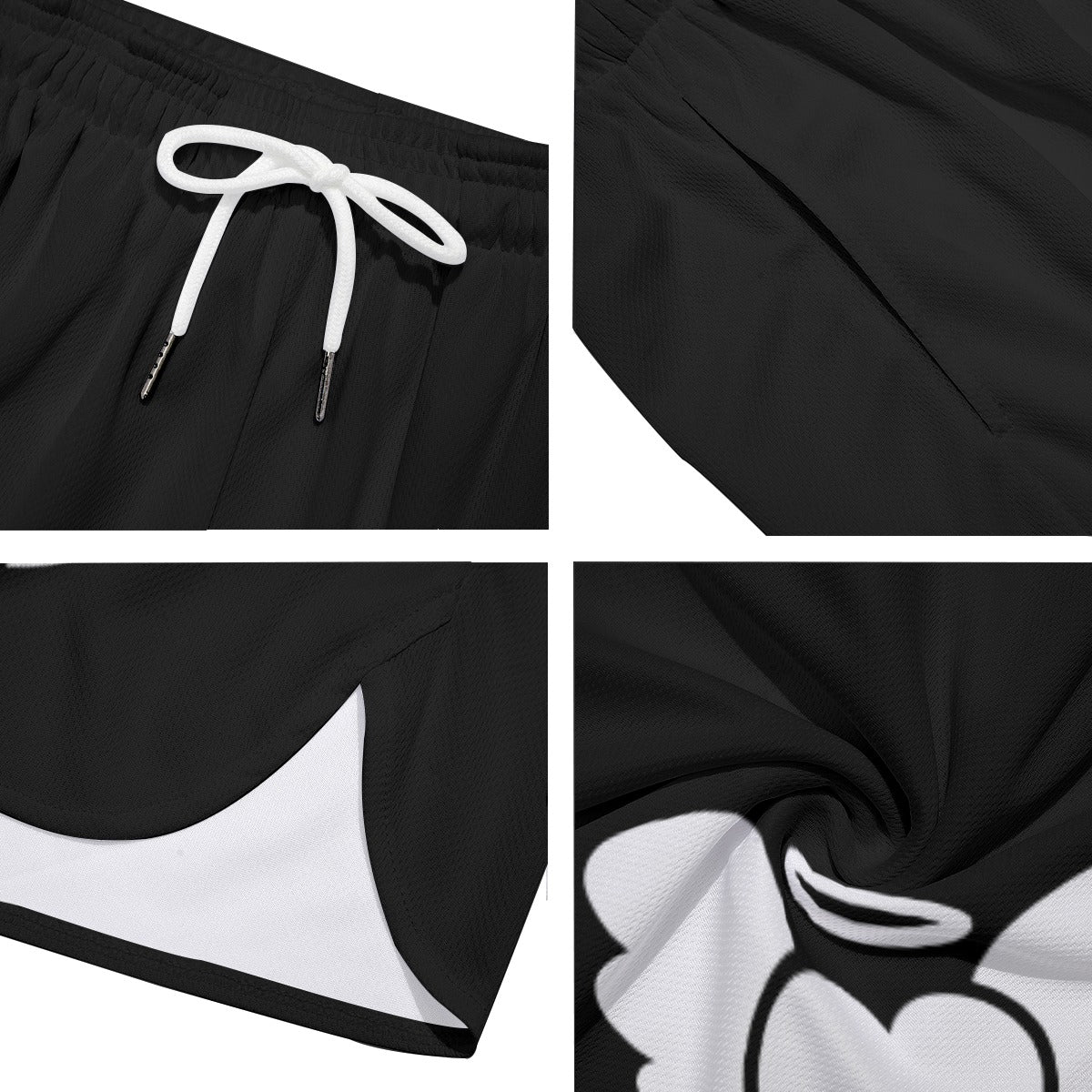 Unisex "LOVE ANGEL"  shorts BLACK/WHITE