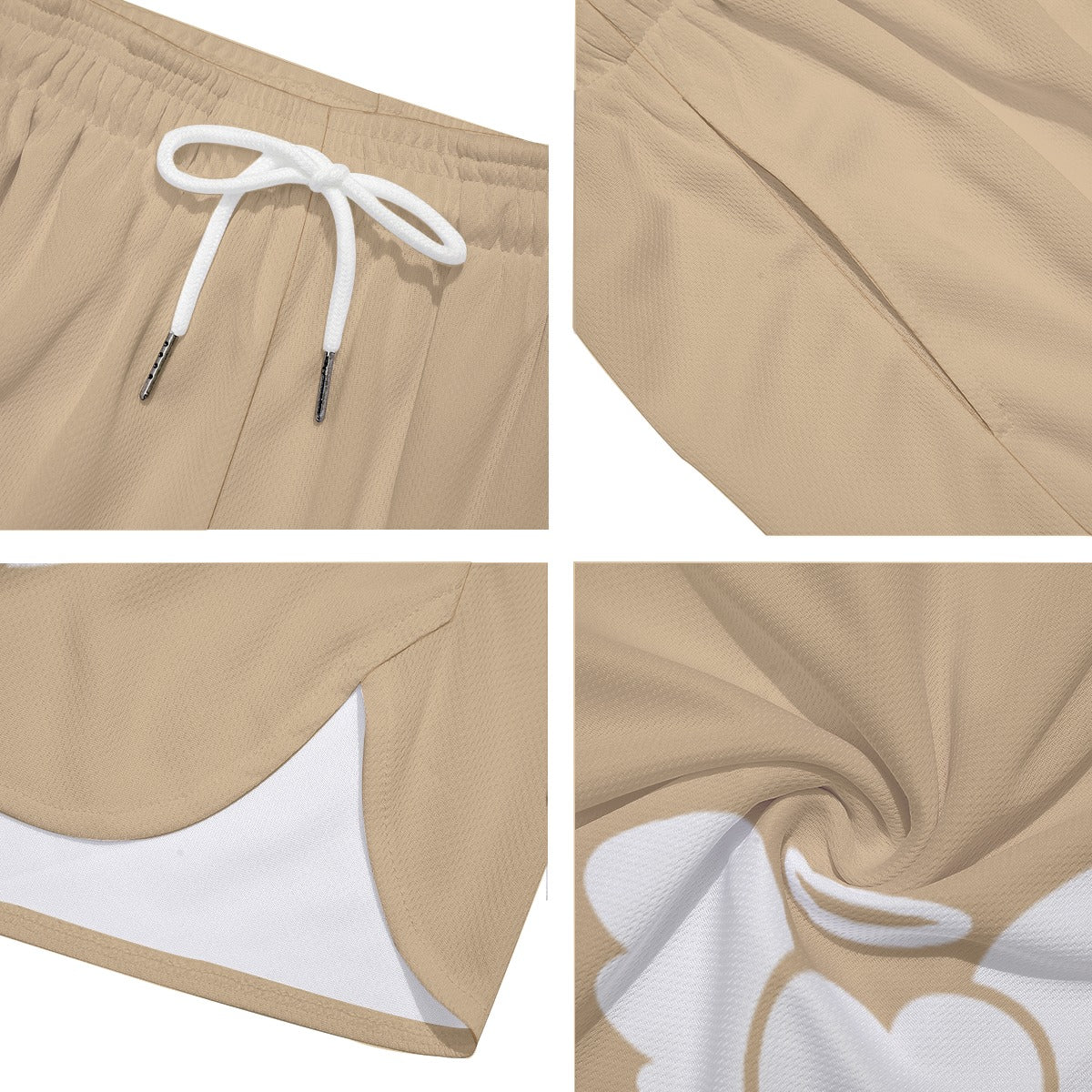 Unisex "LOVE ANGEL" shorts TAN/WHITE