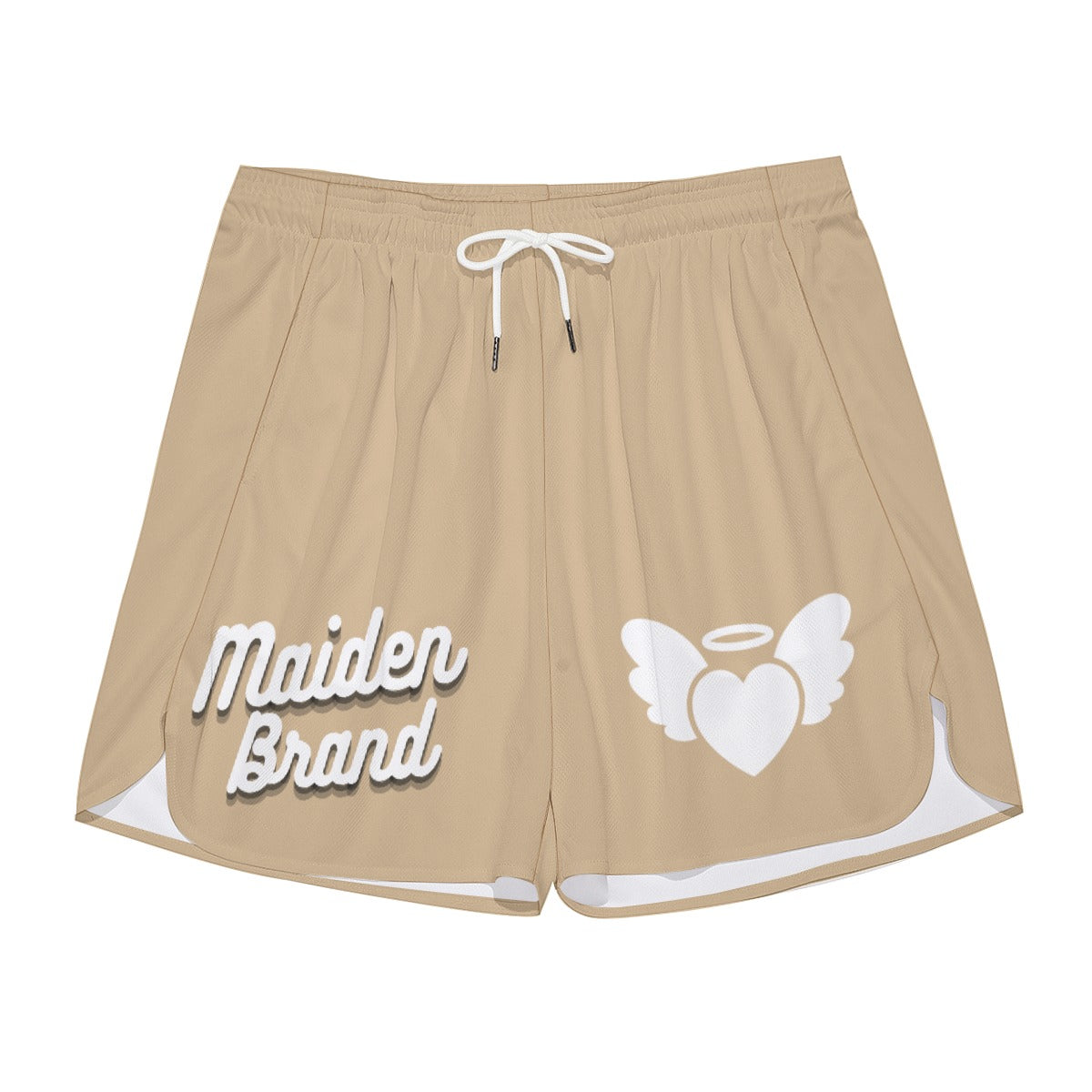 Unisex "LOVE ANGEL" shorts TAN/WHITE